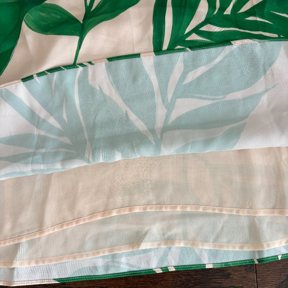 H&M Tropical Palm Print Ivory & Green Satin Camisole Tank - SZ L NEW w Tags - Picture 4 of 4